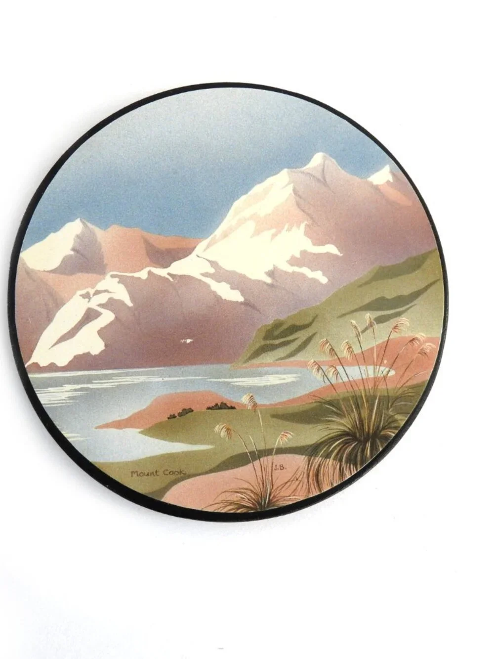 VTG 1970s New Zealand Scenic Cork Coasters Set of 6 Signed J.B. - Picture 4 of 10